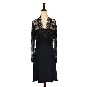Inma Medina Bergdorf Goodman Black Lace Cocktail Evening Formal Dress